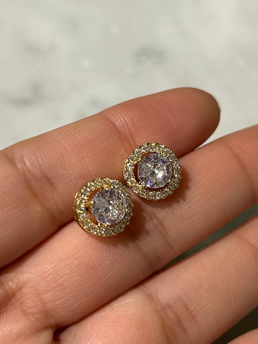 AD515 Aretes dorados circ c/marco