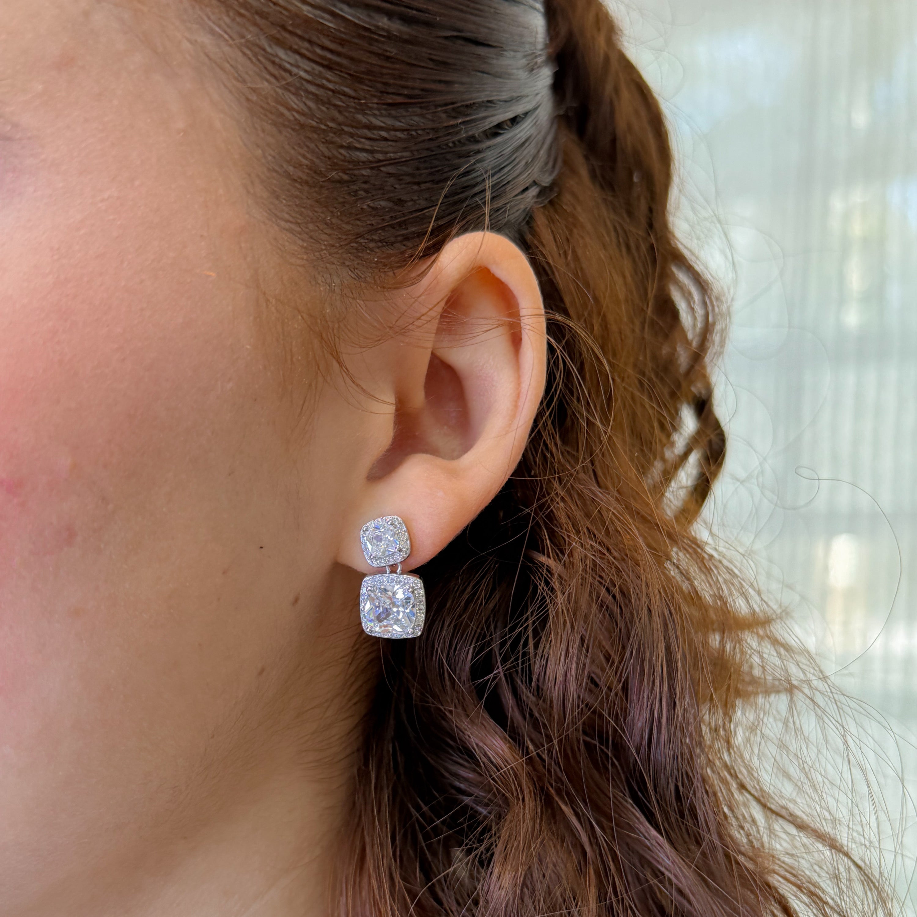 AP990 ARETES PLATA CUADRO MARCO DOBLE MINI
