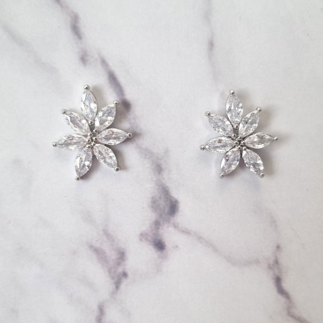 AP240 Aretes Plateados Flor Estrella