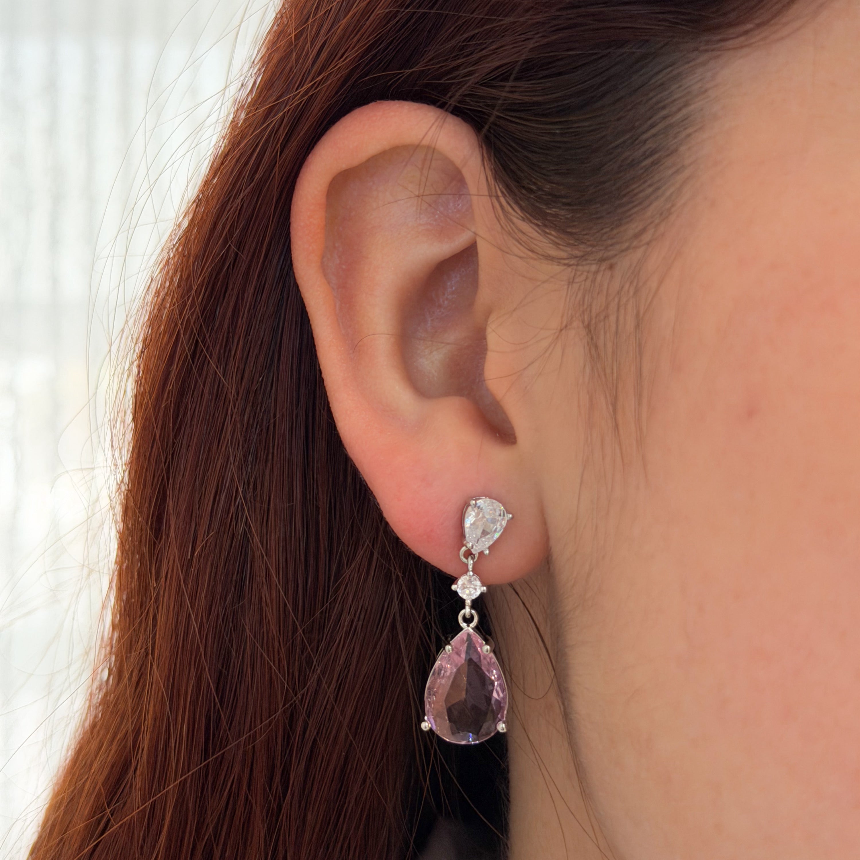 AP988 ARETES PLATA GOTA ROSA COLG