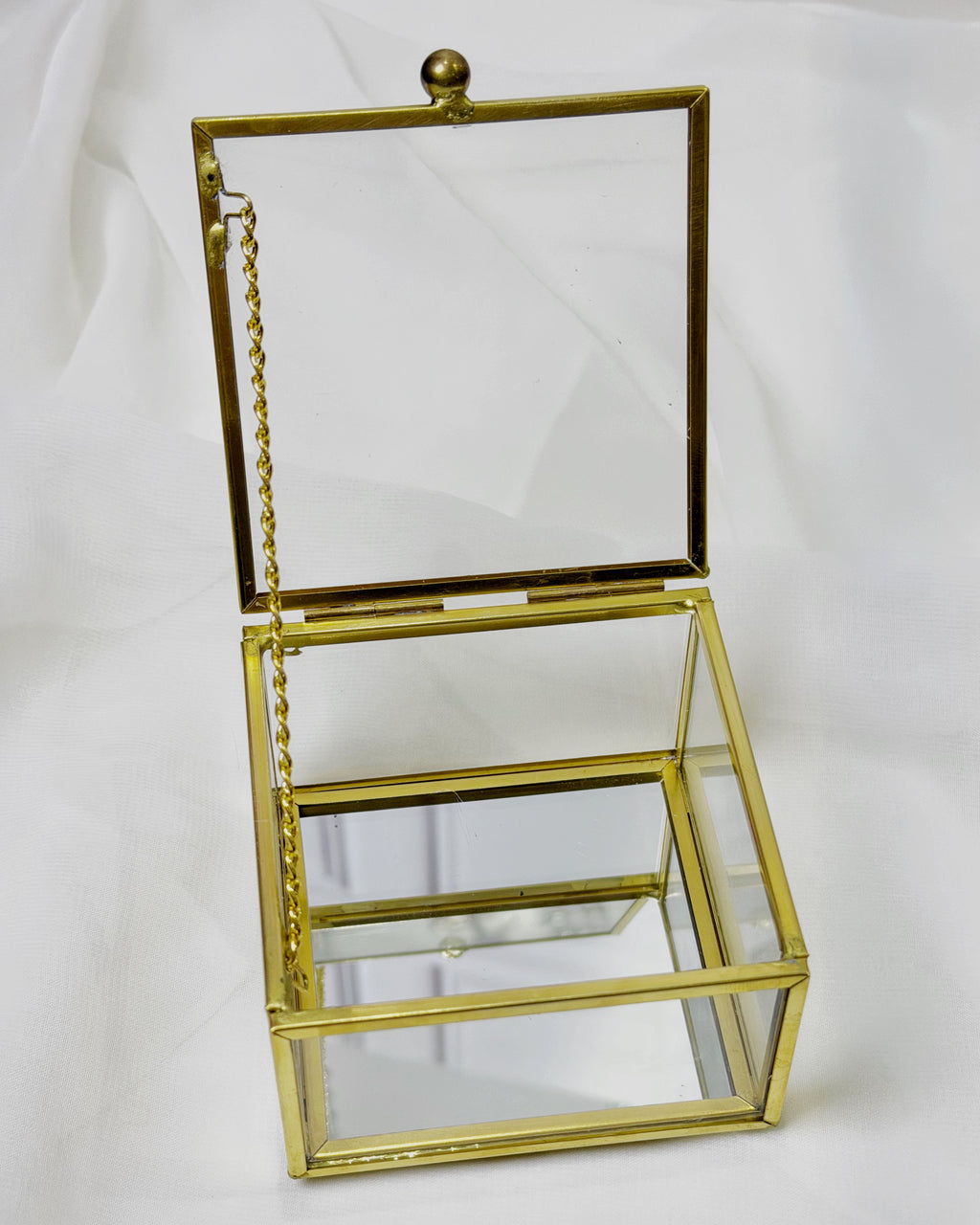 ARR969 Cofre para Arras Cristal Cuadro Dorado