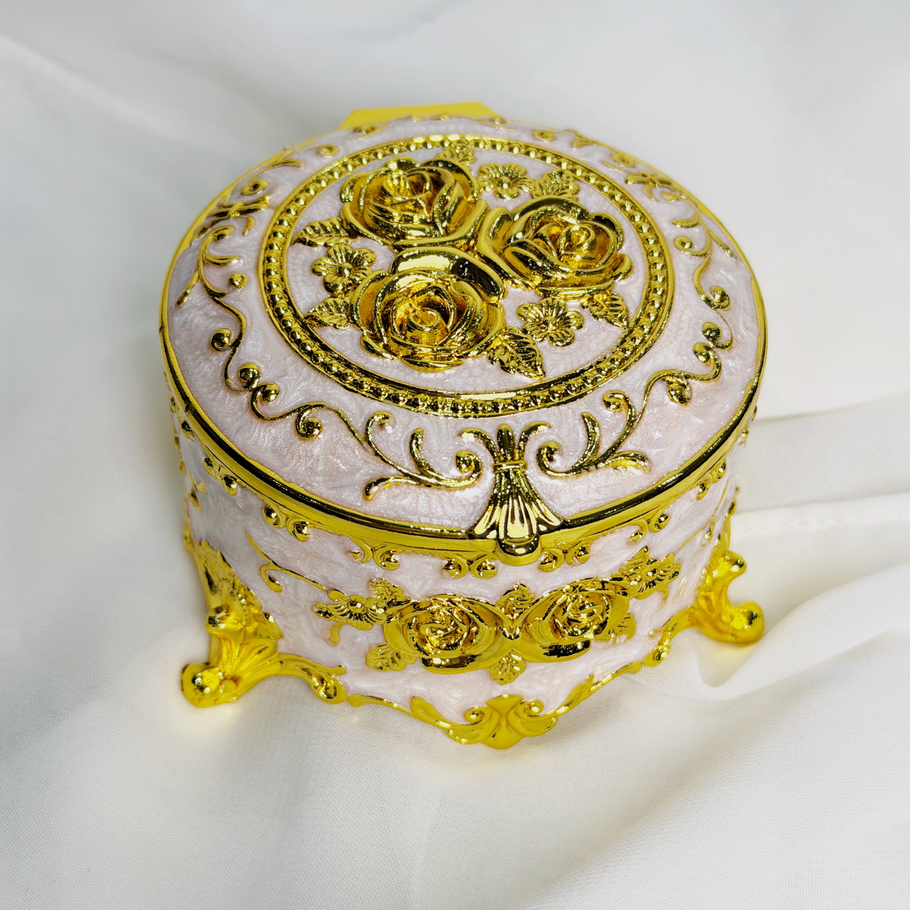 ARR970 Cofre para Arras Esmalte Rosa Circ Dorado