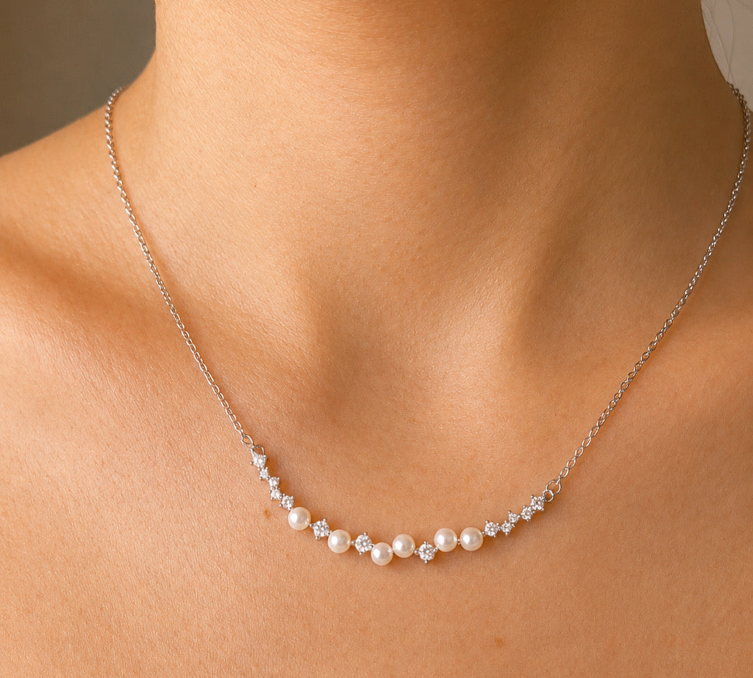 CP974 COLLAR PLATA CIRC Y PERLAS MINIS