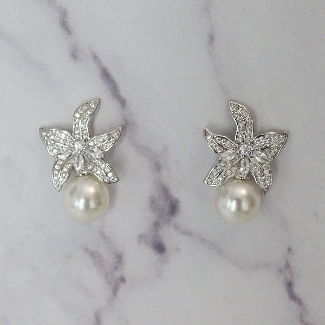 AP343 Aretes Plateados Tomate Flor