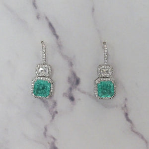 AP344 Aretes Plateados Gancho Aqua Cuadro