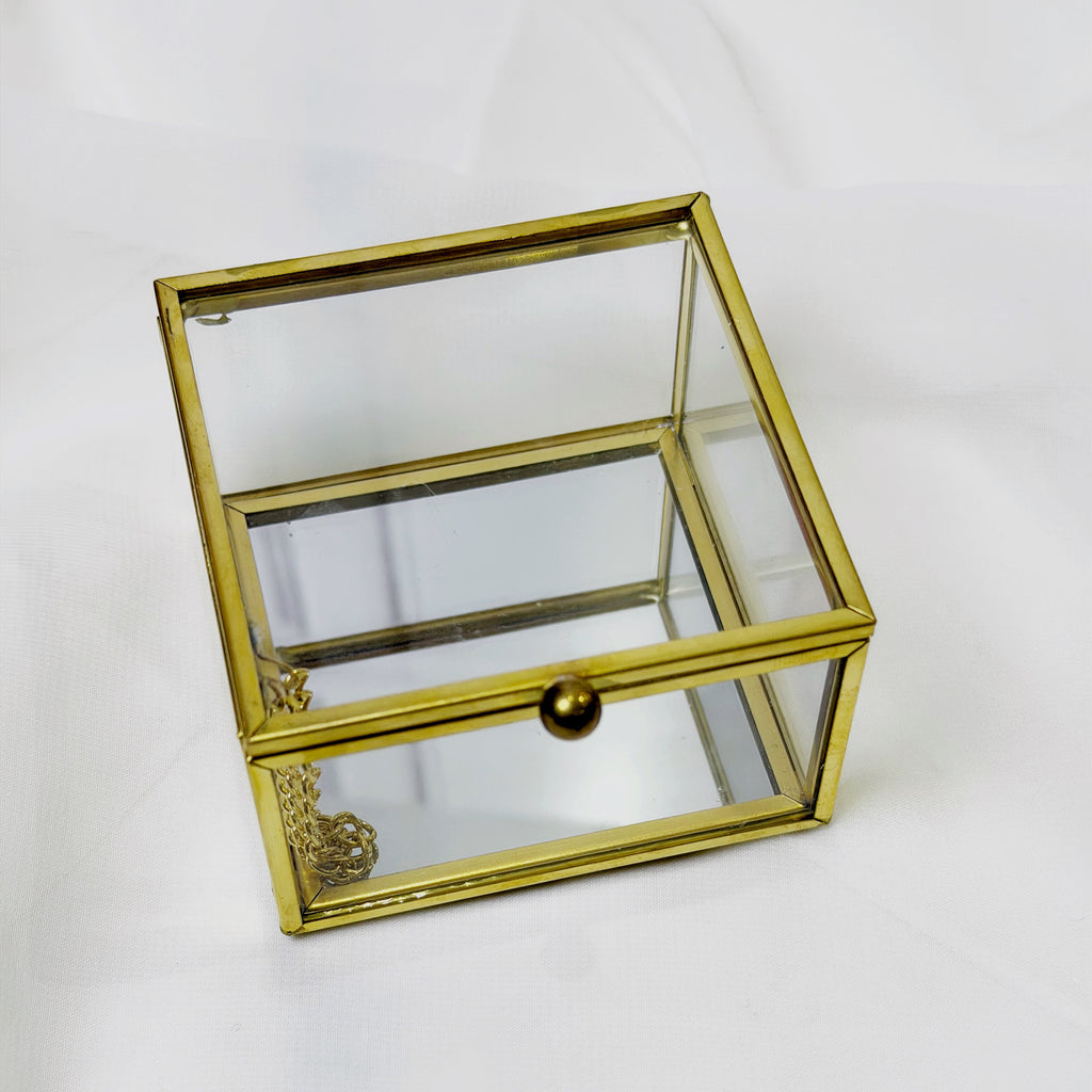 ARR969 Cofre para Arras Cristal Cuadro Dorado