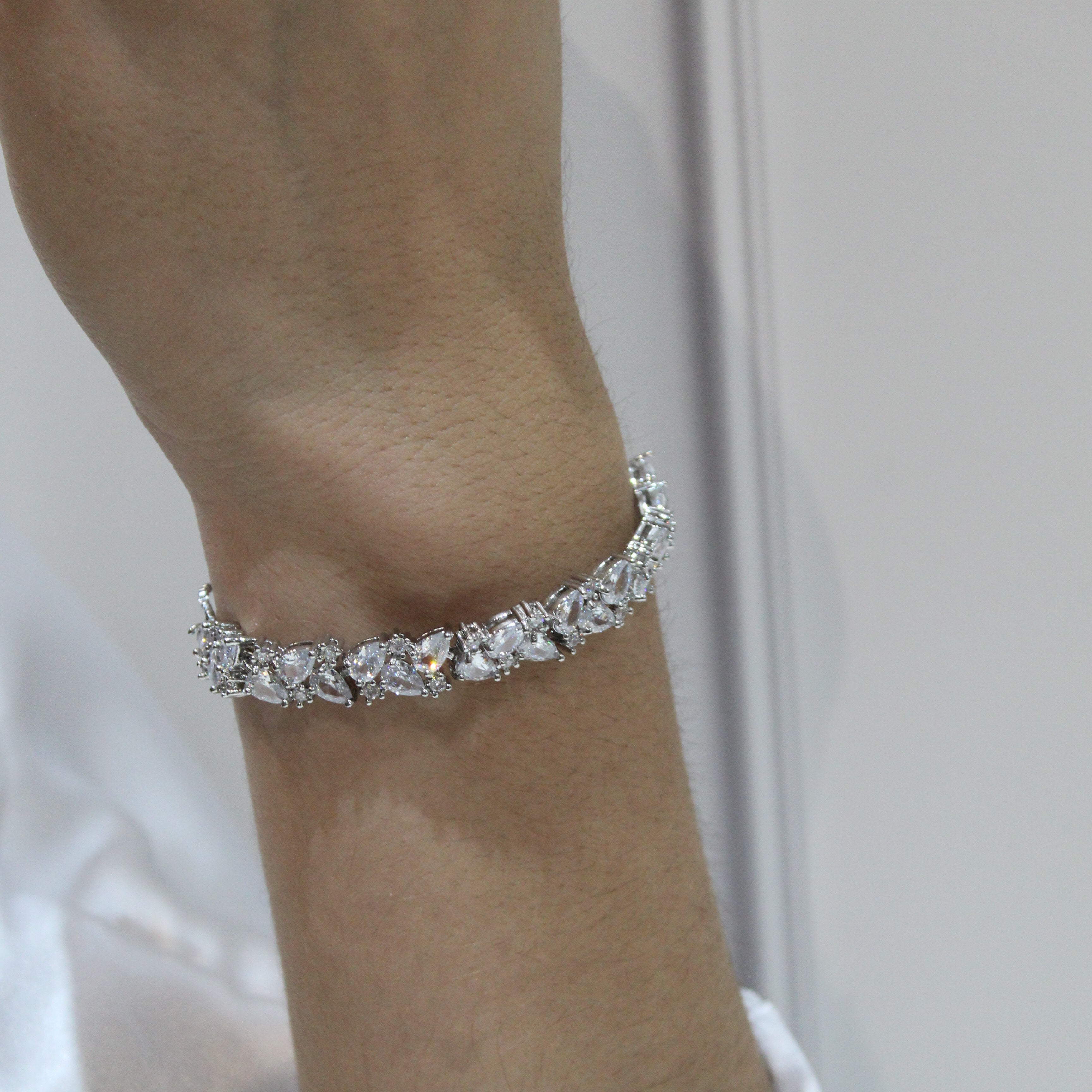 PP768 PULSERA PLATEADA CRISTAL  AJUST
