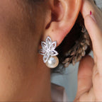 AP442 ARETES PERLA Y MARQ TOMATE