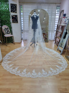 BELGICA Mantilla Ivory 3 metros encaje completo Corazon VI337
