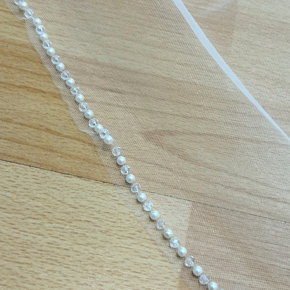 PARMA Velo Ivory 3 metros con Cristales y Perlas