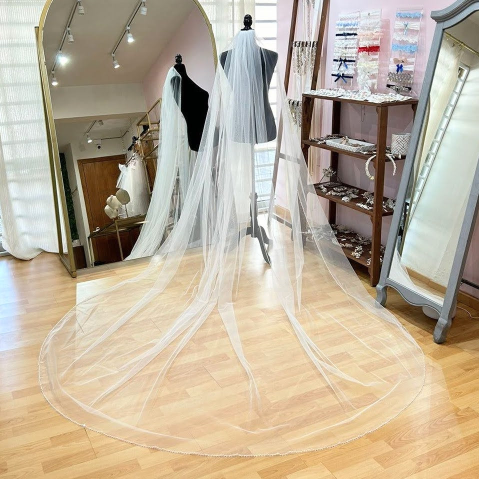 PARMA Velo Ivory 3 metros con Cristales y Perlas