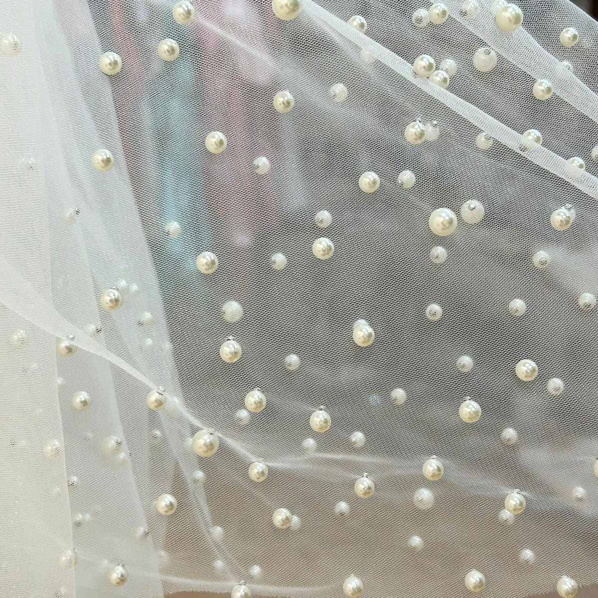 BOLONIA Velo Ivory 3.5 metros con Perlas