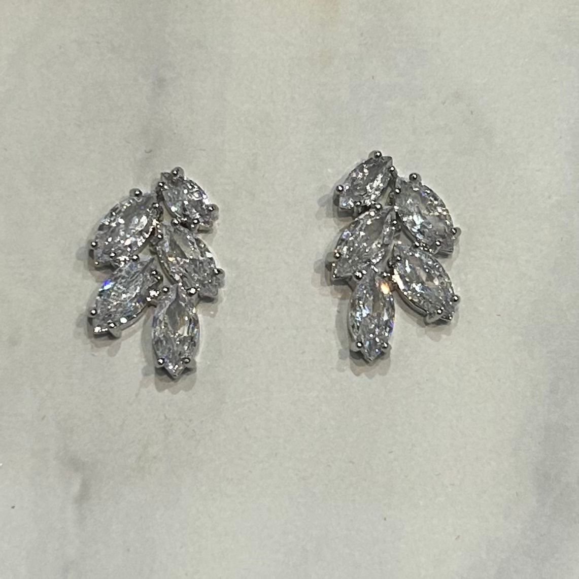 AP535 ARETES PLATEADOS STUD HOJAS