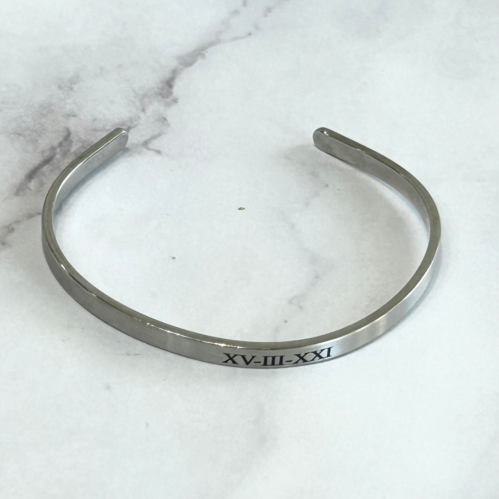 BR836 Brazalete Plata Acero Inoxidable 4mm y 6 mm Personalizado (c/u)