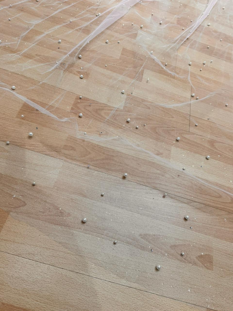 SEGOVIA Velo Ivory de 3 metros con Perlas y Brillo