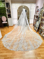 HUESCA Velo Ivory de 3.5 metros con Lentejuelas en forma de Hojas