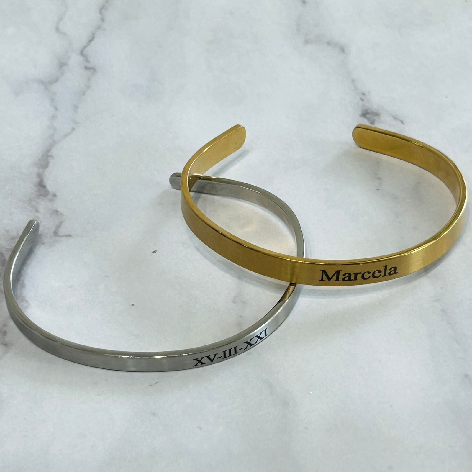 BR836 Brazalete Plata Acero Inoxidable 4mm y 6 mm Personalizado (c/u)
