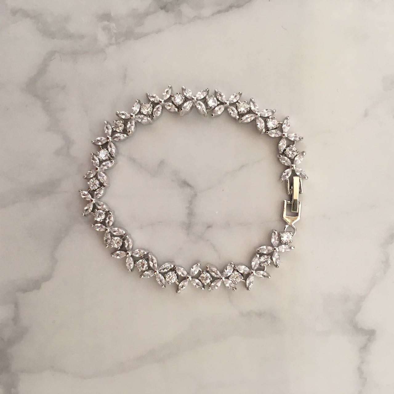 PP377 PULSERA PLATA 18 CM FLOR