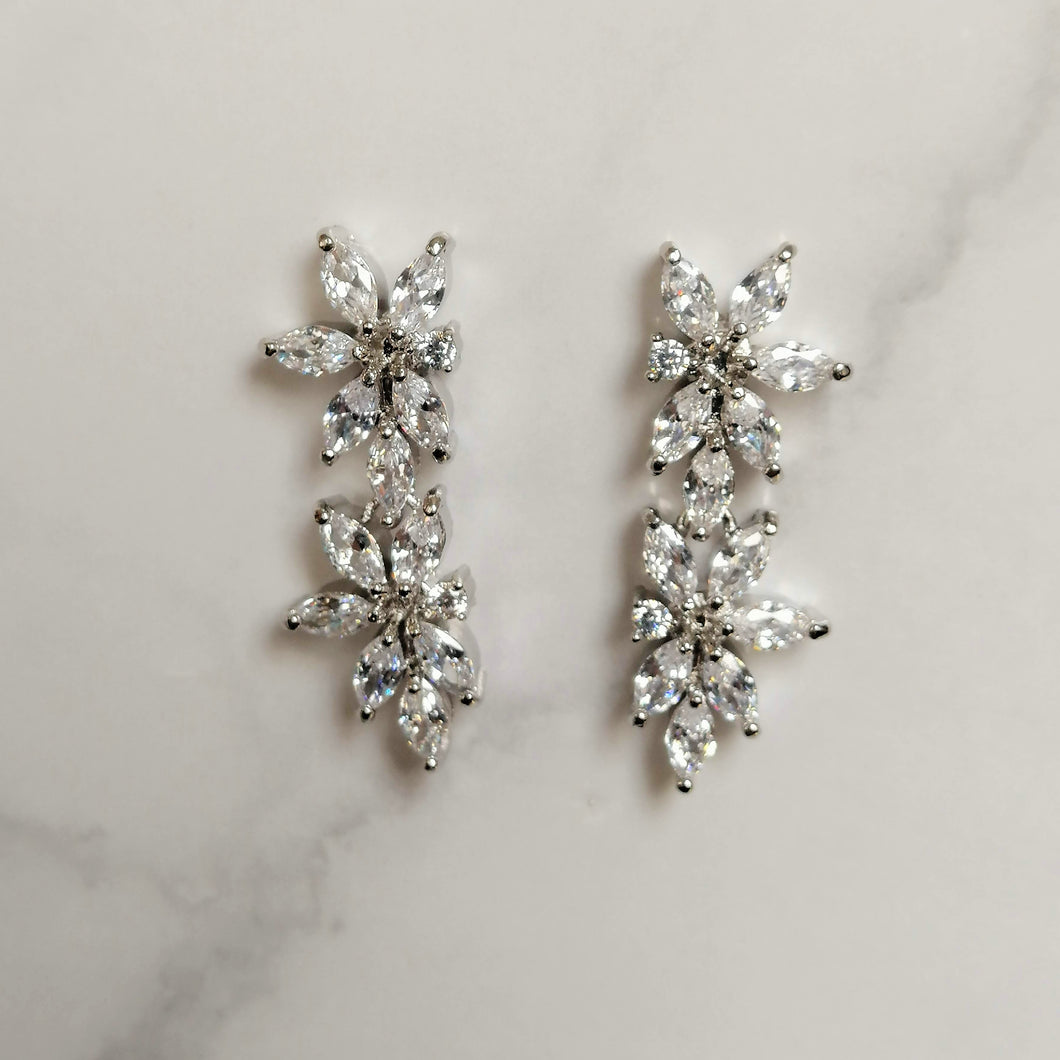 AP218 ARETES PLATEADOS DOS FLORES