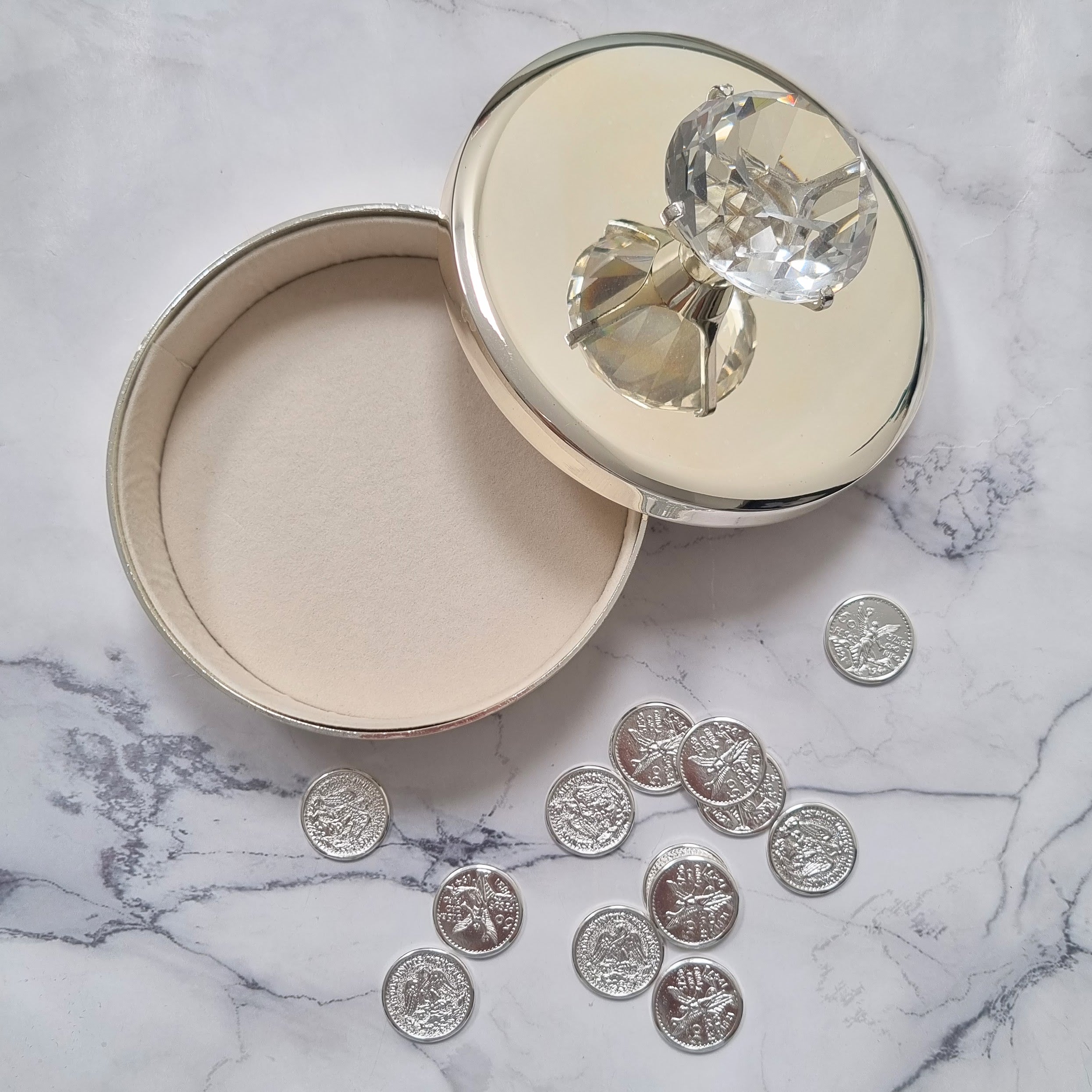 ARR240 Cofre para arras redondo espejo cristal