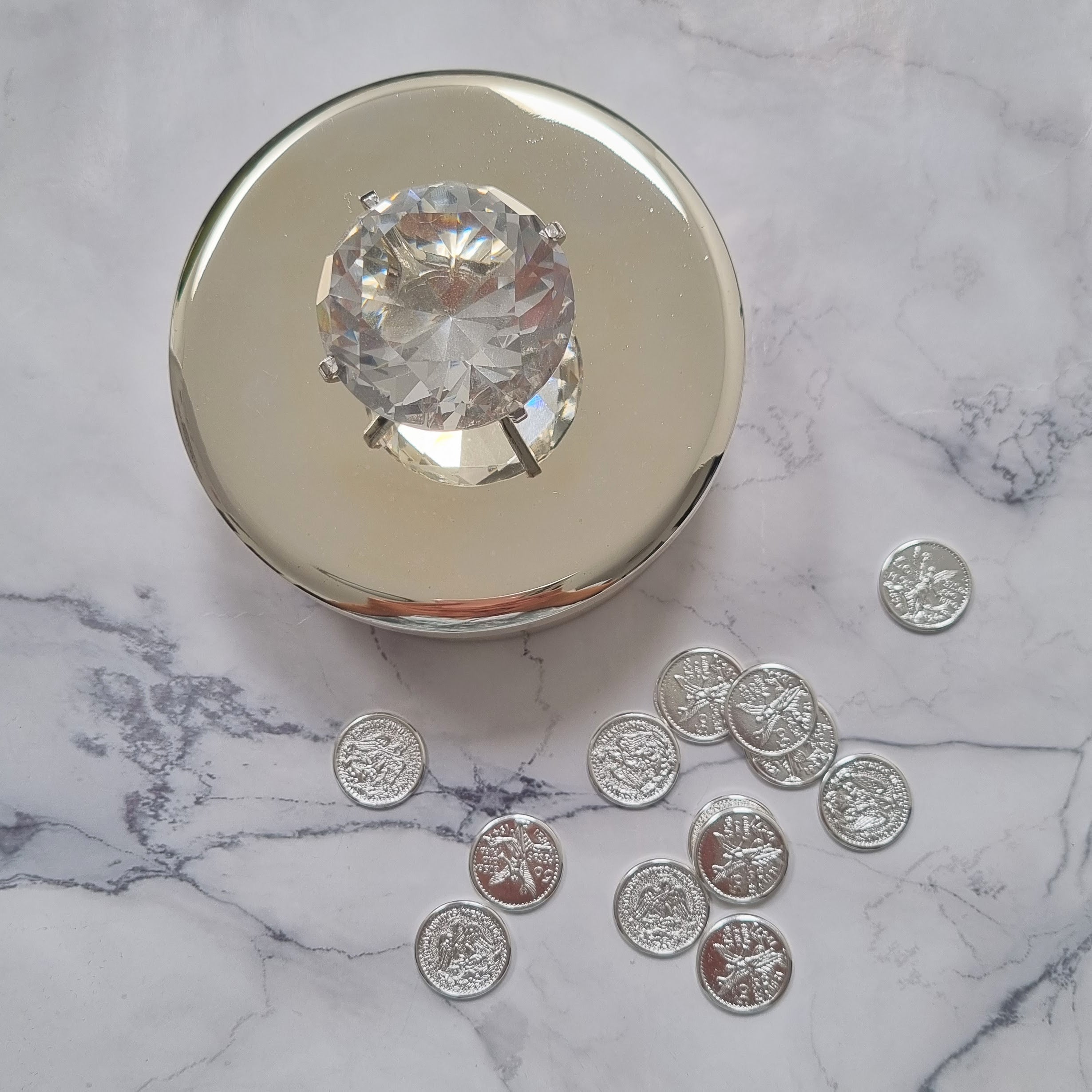 ARR240 Cofre para arras redondo espejo cristal