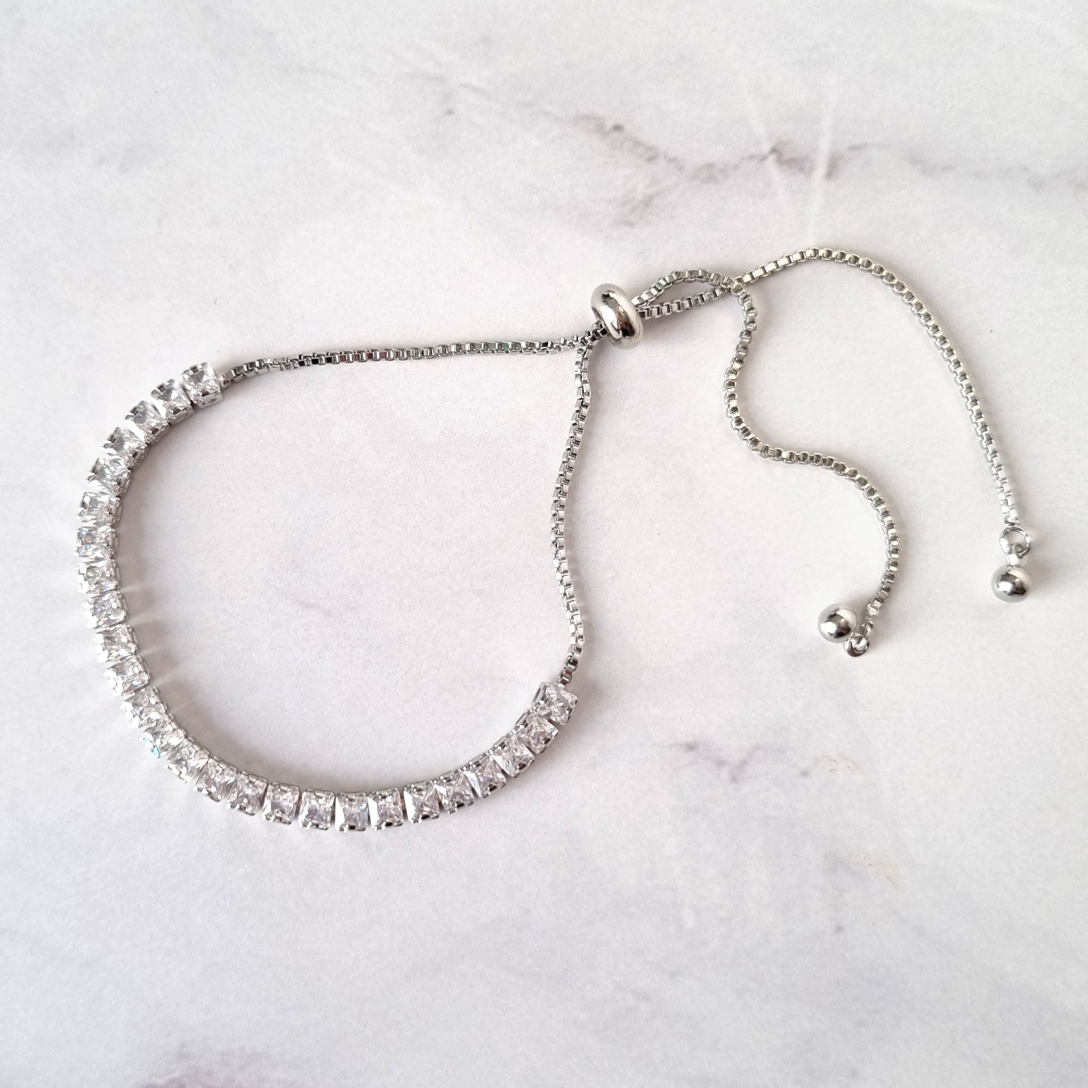 PP174 Pulsera Plateada Cuadros Ajustable