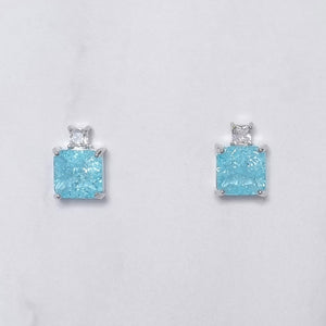 AP177 Aretes Plateados Cuadro Celeste