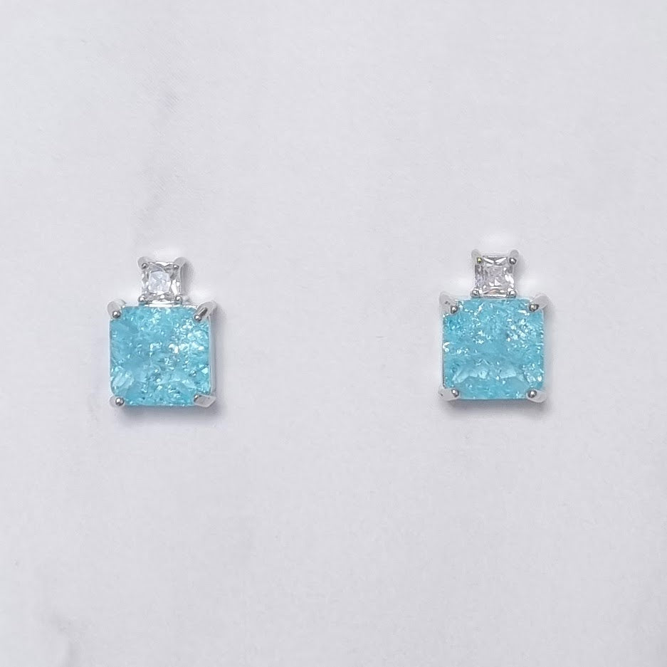 AP177 Aretes Plateados Cuadro Celeste