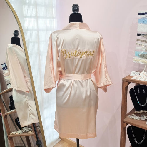Bata Blush Bordada Entrega Inmediata Bridesmaid Talla M