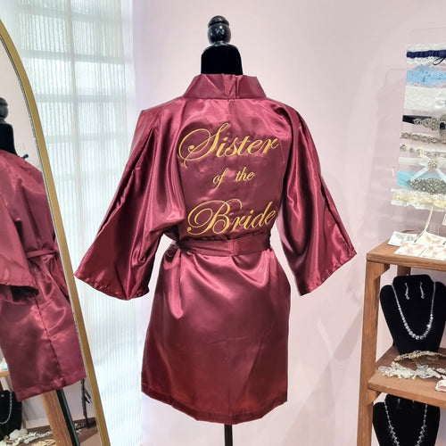 Bata Vino Bordada Entrega Inmediata Sister of the Bride Talla S