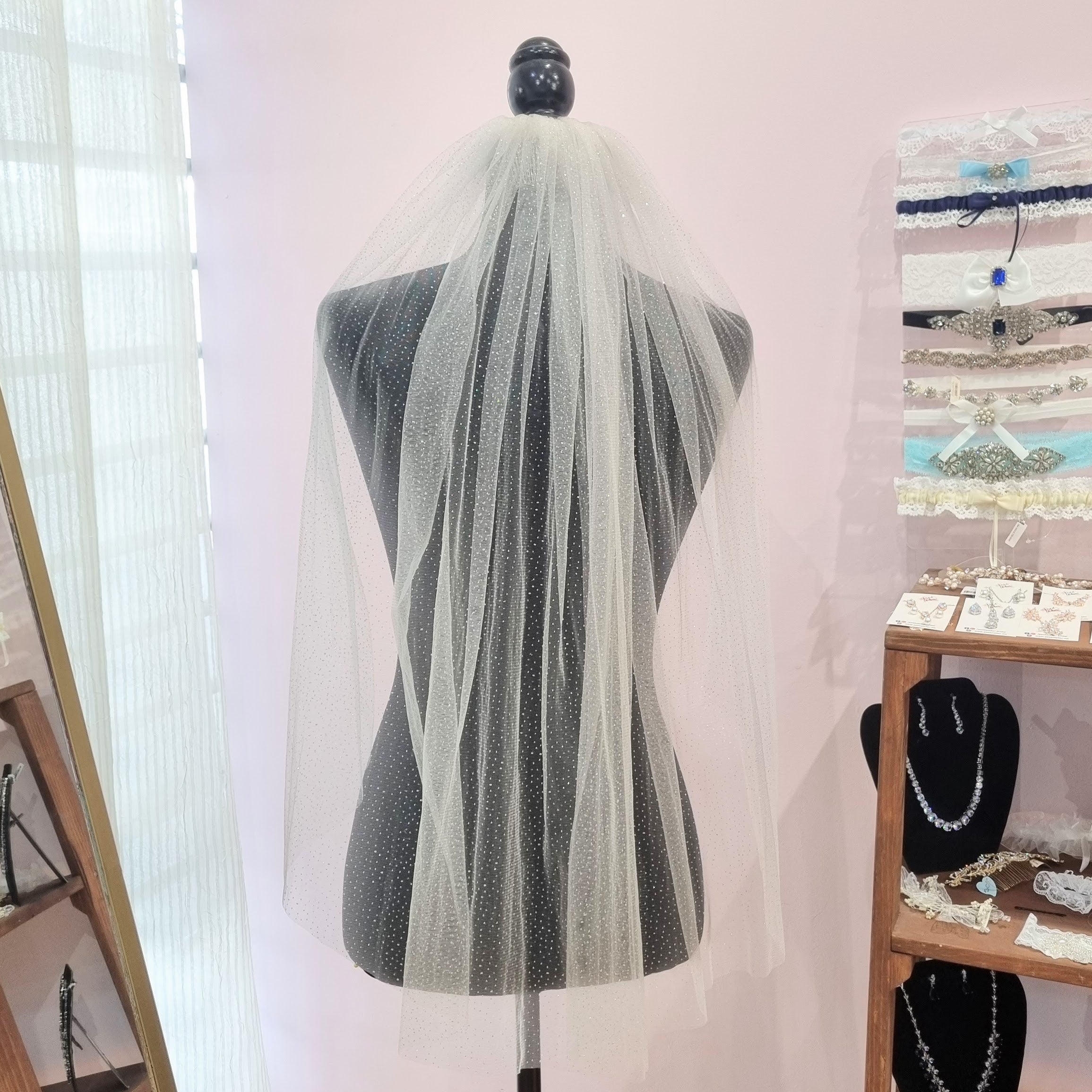 ATENAS Velo Corto Champagne con Brillos