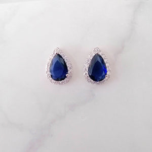AP888 ARETES PLATEADOS SOLO GOTA CON AZUL