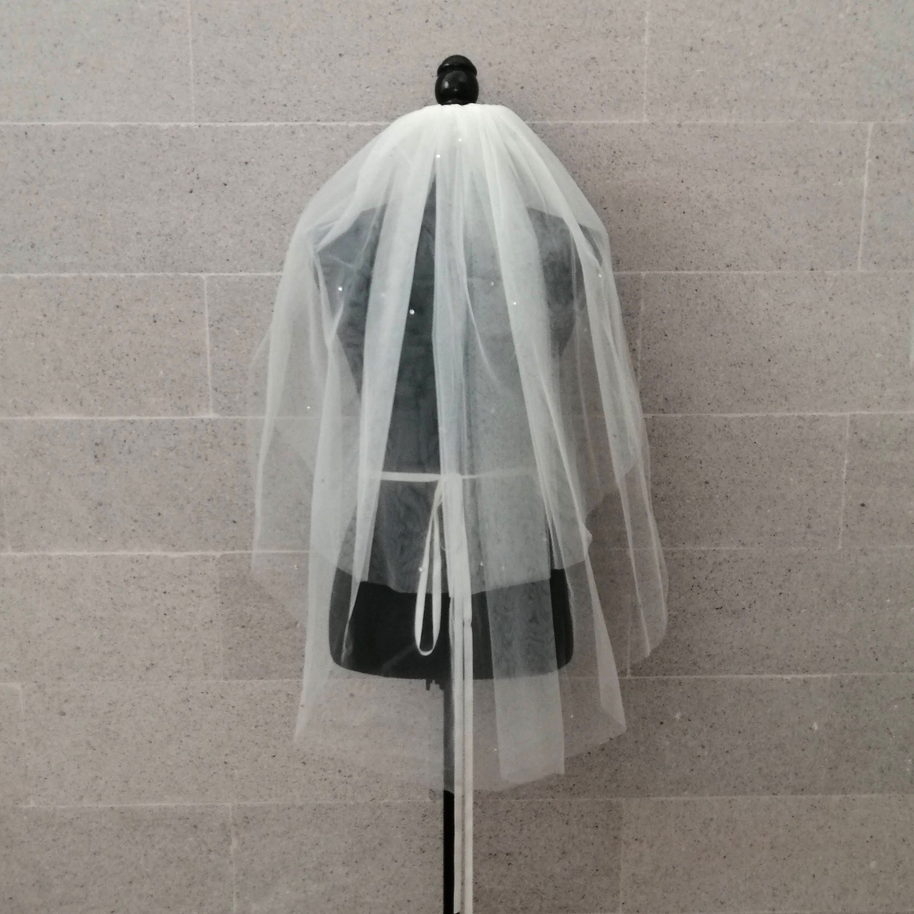 SEVILLA95CM Velo Ivory Doble con Cristales Salteados 95 cm VI367