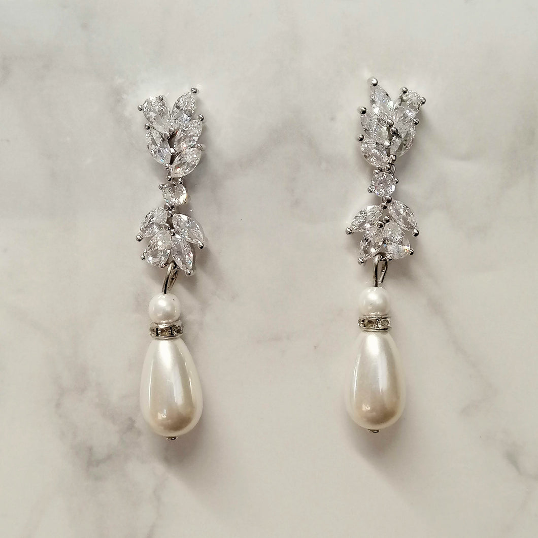 AP642 ARETES PLATA DOBLE STUD Y PERLA