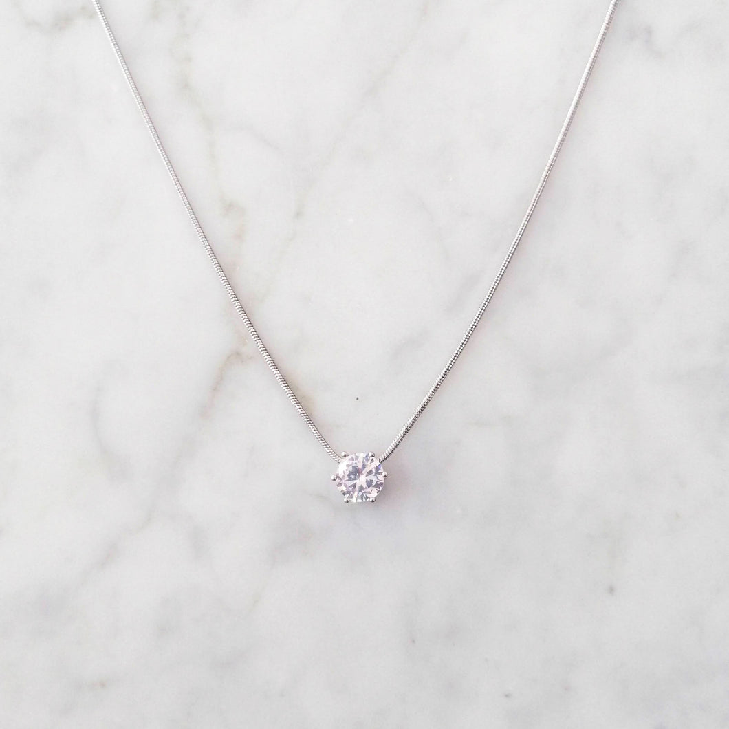 CP887 COLLAR PLATEADO CIRC CADENA ESLABON