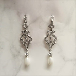 AP595 ARETES PLATA PLACA CON PERLAS