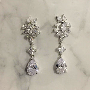 AP552 ARETES PLATA STUD Y GOTA LARGOS