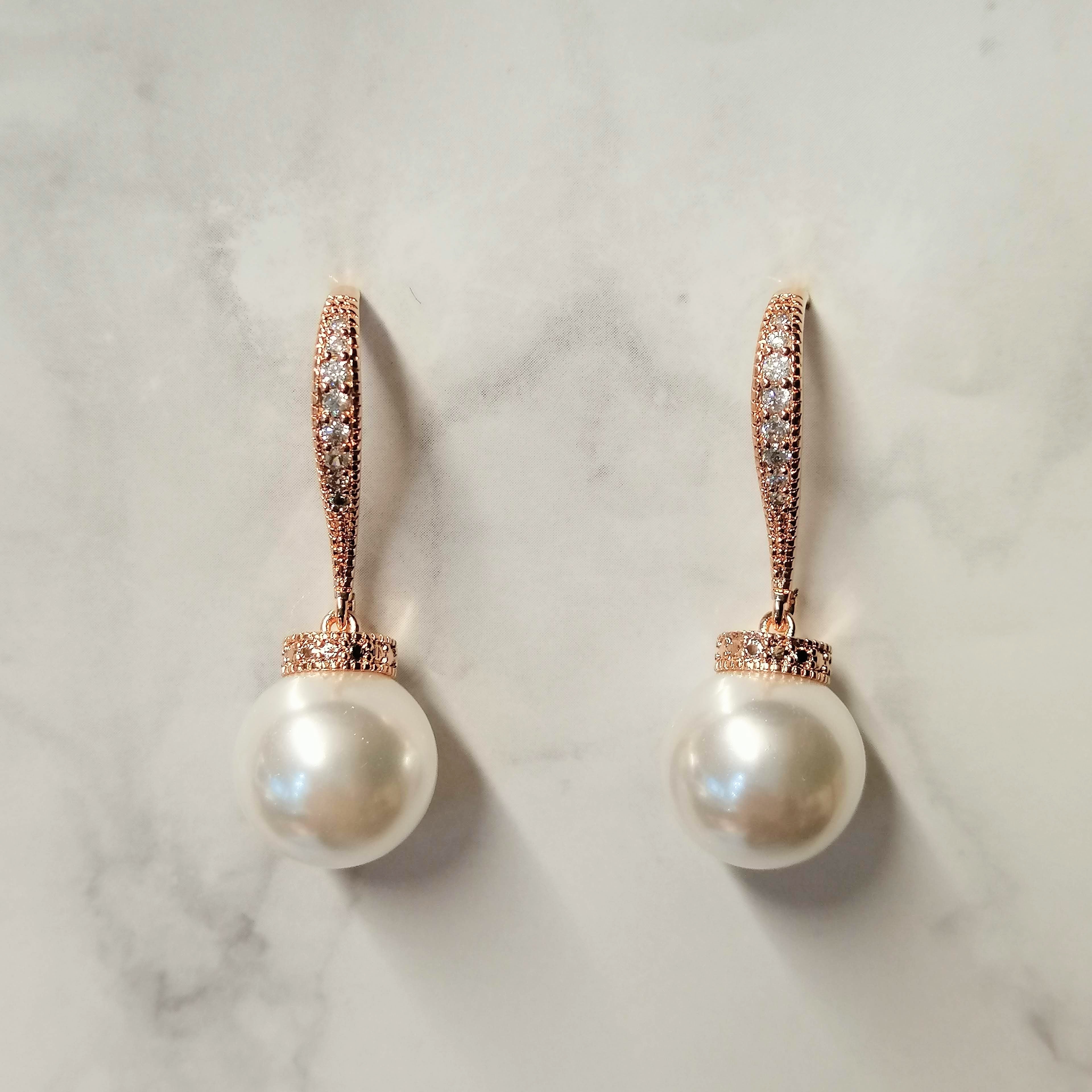 AR697 ARETES ROSA PERLA GANCHO