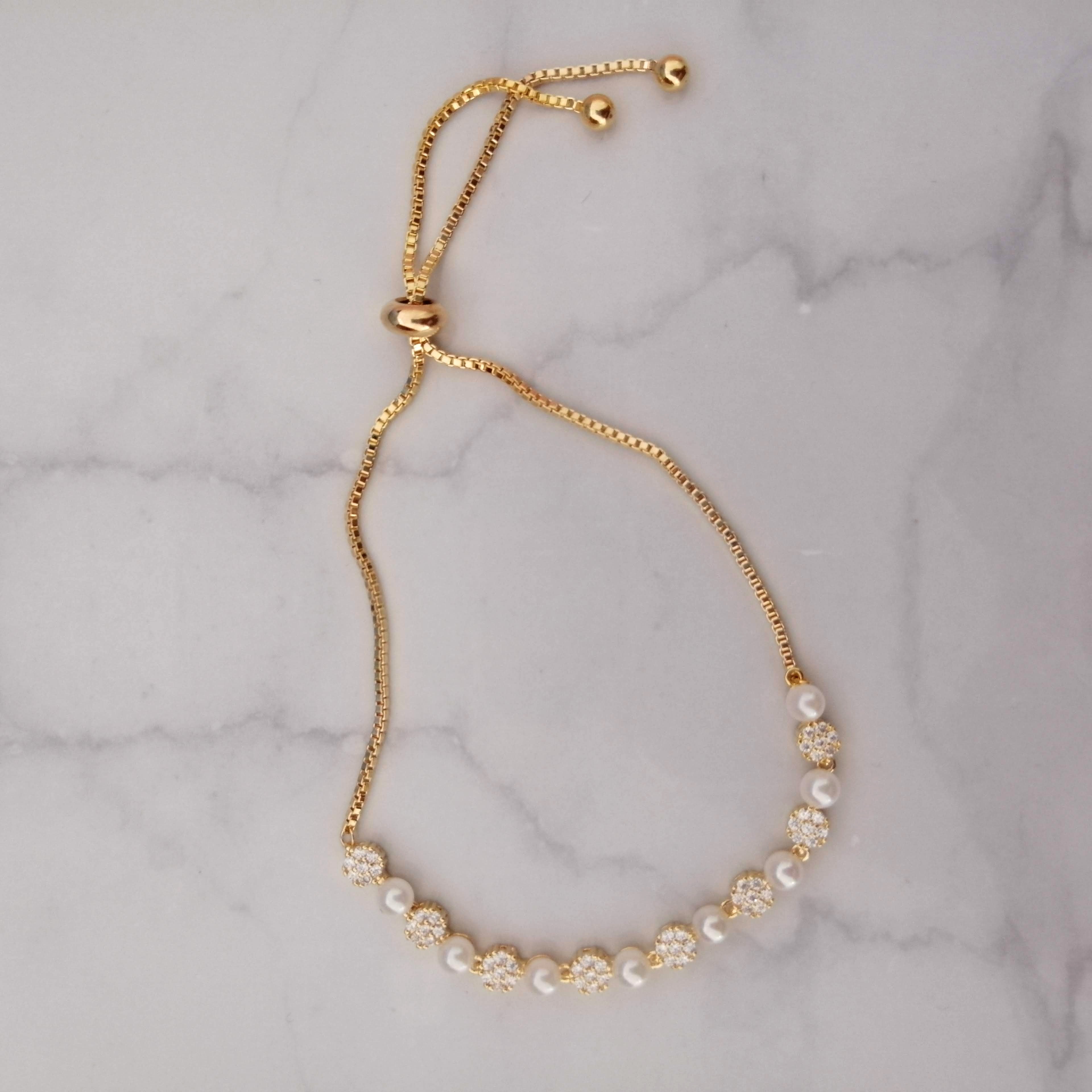 PD675 PULSERA DORADA CIRC CON PERLA MINI