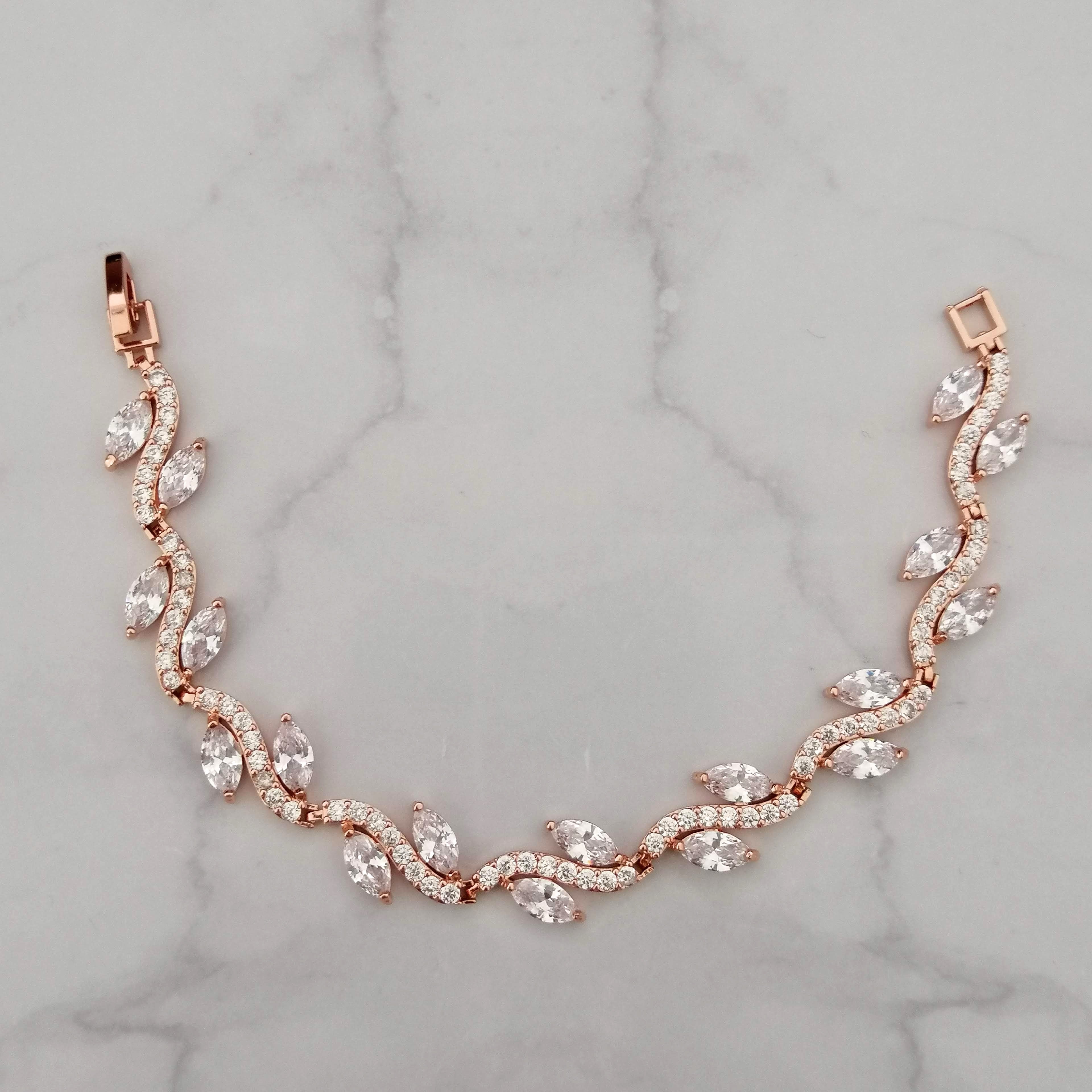PR682 PULSERA ROSA CURVAS CON MARQUISE