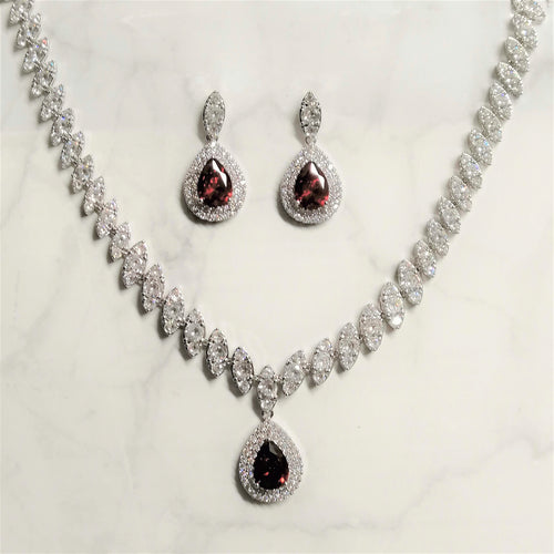 SP625 JUEGO PLATA CON GOTA ROJA