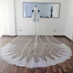 SERBIA Velo Ivory 3.5 mts Abajo Encaje Grueso flor de Capas VI380