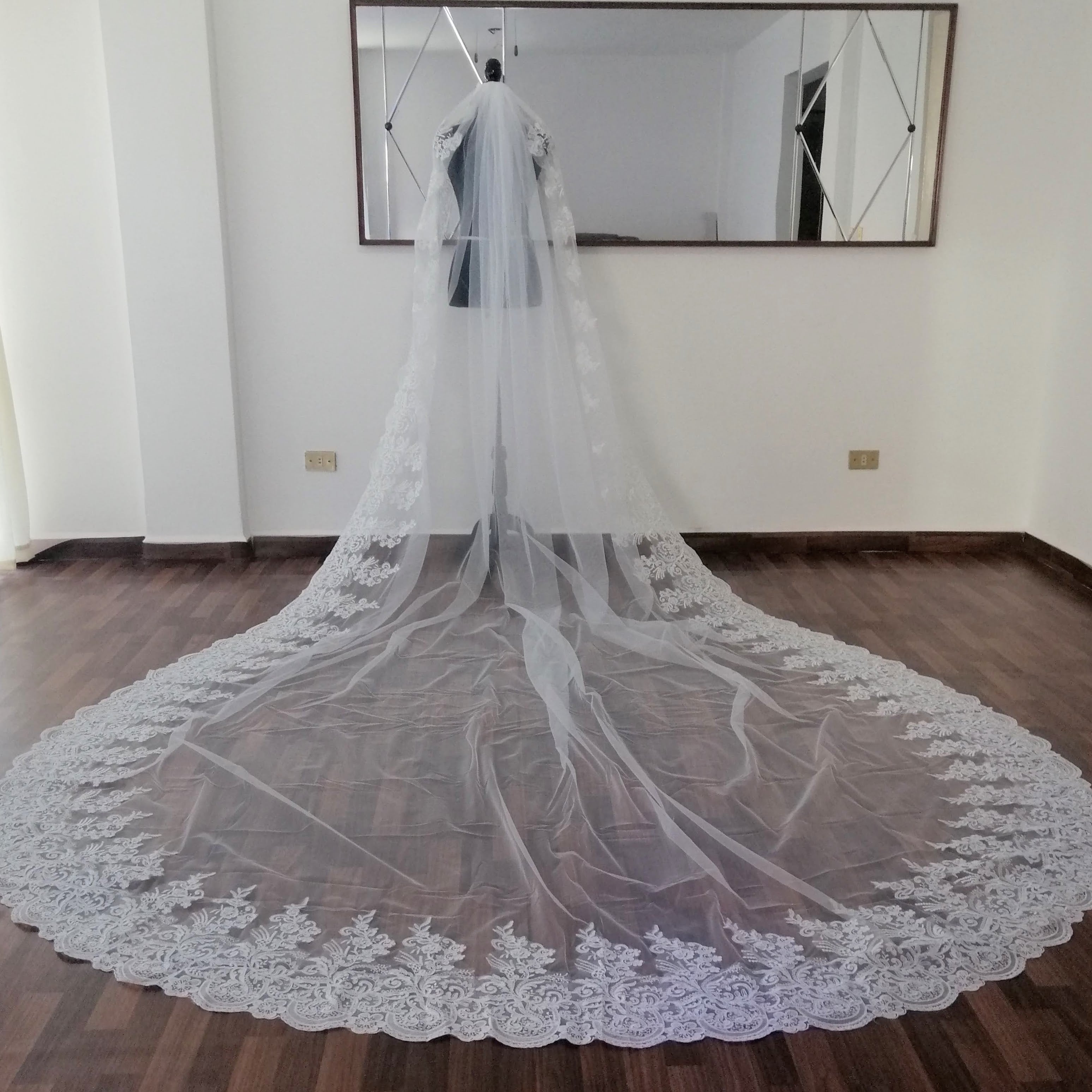 VB391 Velo Blanco 4 mts Encaje Grueso Completo