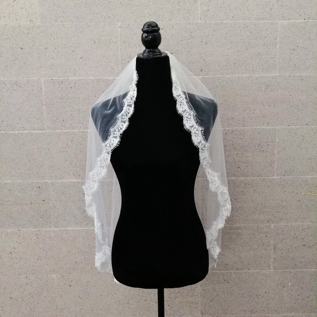 BURKINA Velo Blanco con Encaje VB358