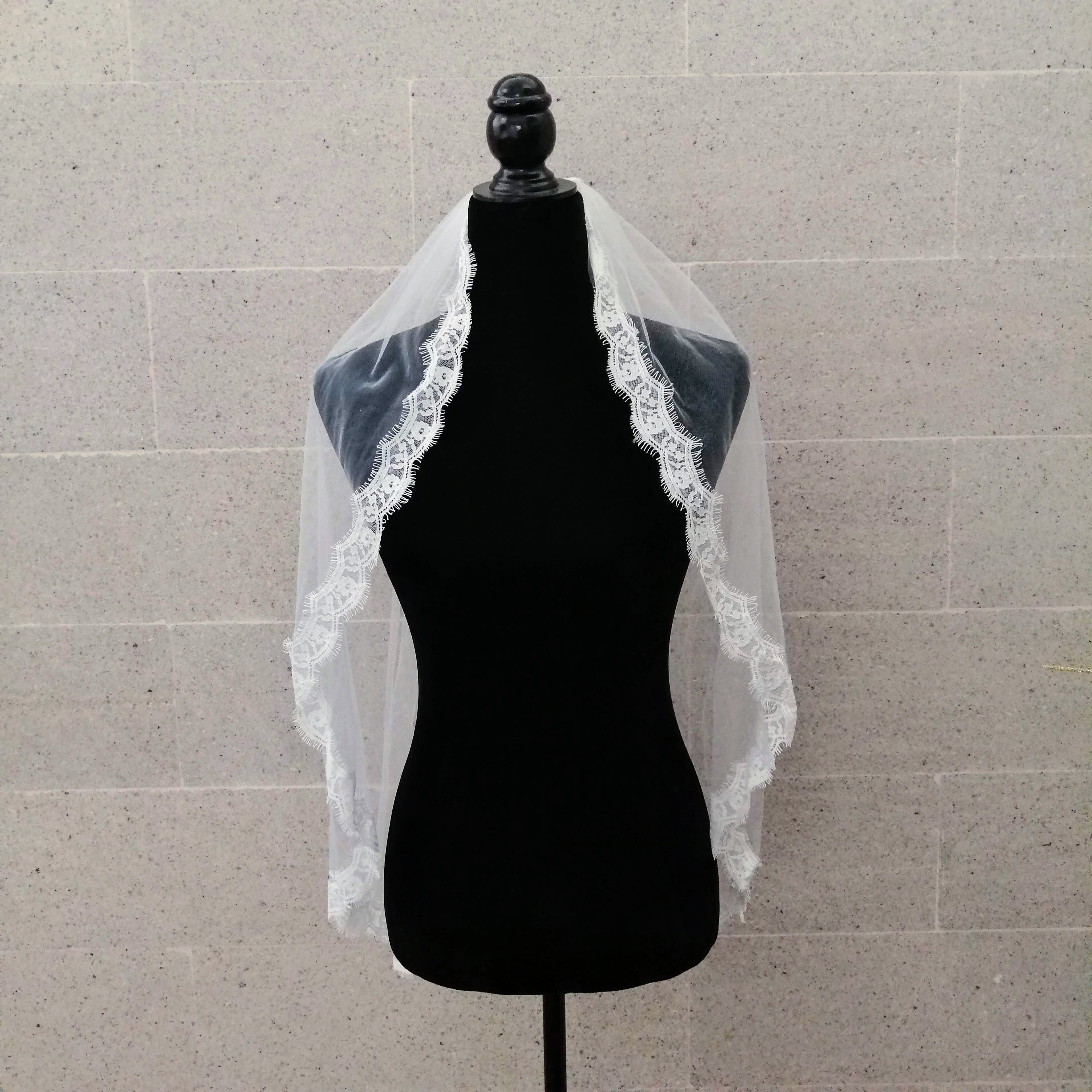 BURKINA Velo Blanco con Encaje VB358