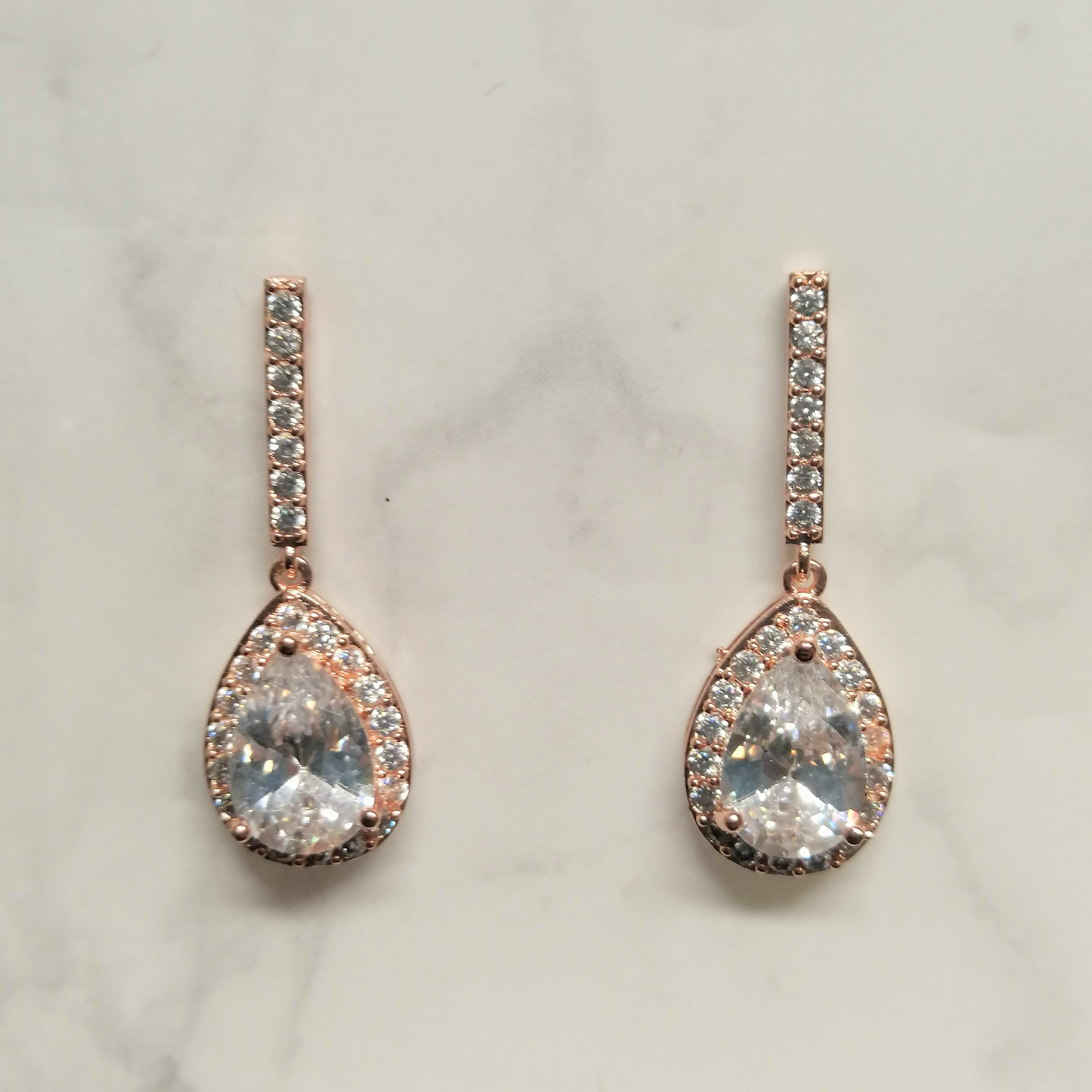 AR201 ARETES ROSA GOTA CON PAL