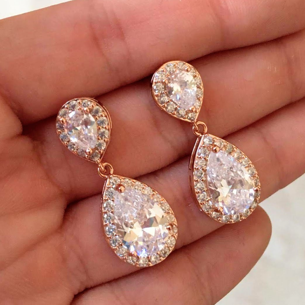 AR406 ARETES ROSAS GOTA GOTA PETIT