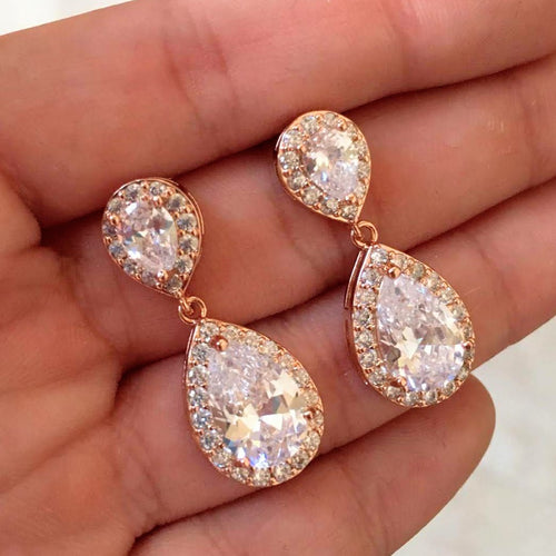 AR406 ARETES ROSAS GOTA GOTA PETIT