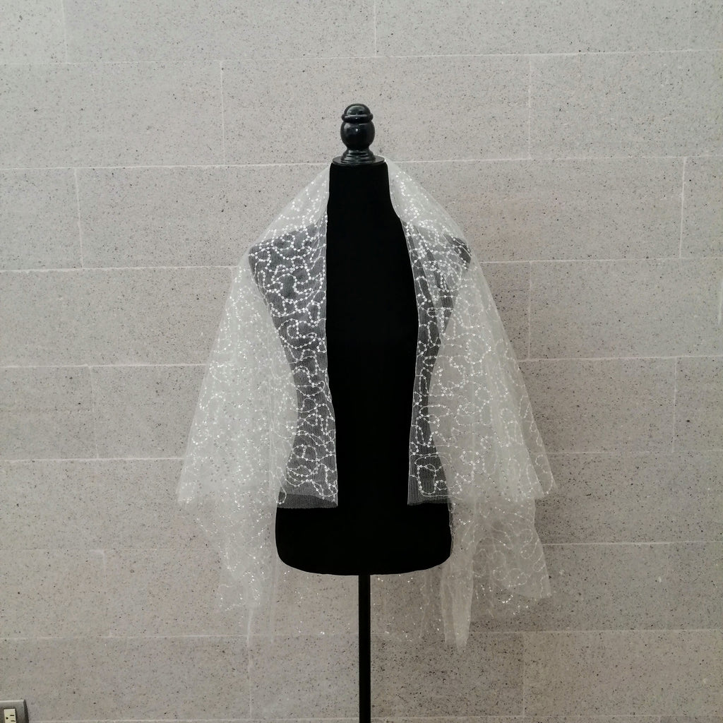 VI227 VELO IVORY CORTO 95 CM LENTEJUELAS