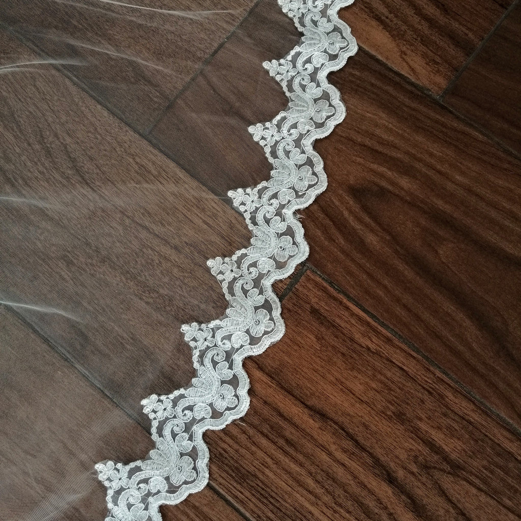 VI222 VELO IVORY 3 MTS ENCAJE DELGADO